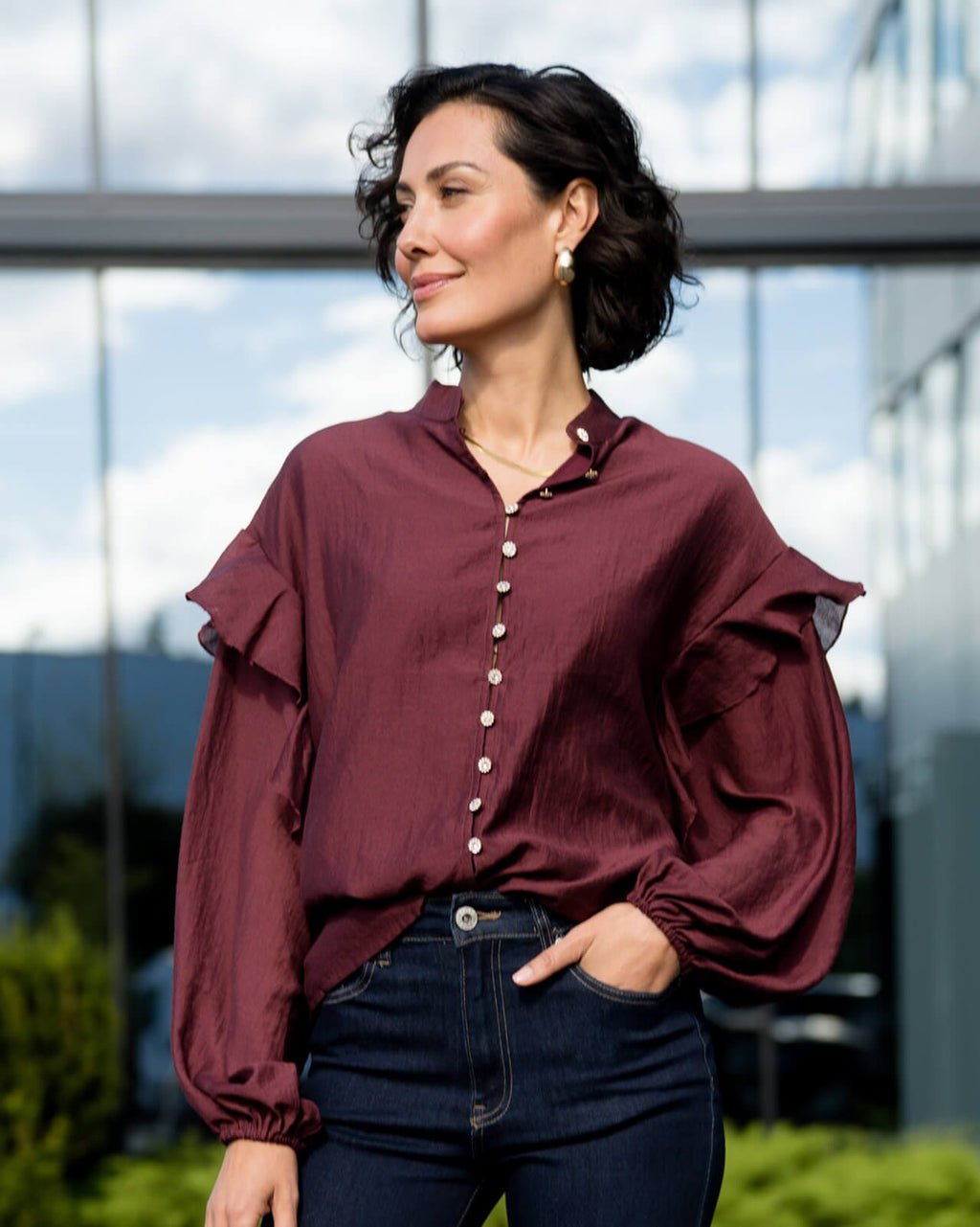 FLOYD Bluse Lolita Uni - Deep Cherry