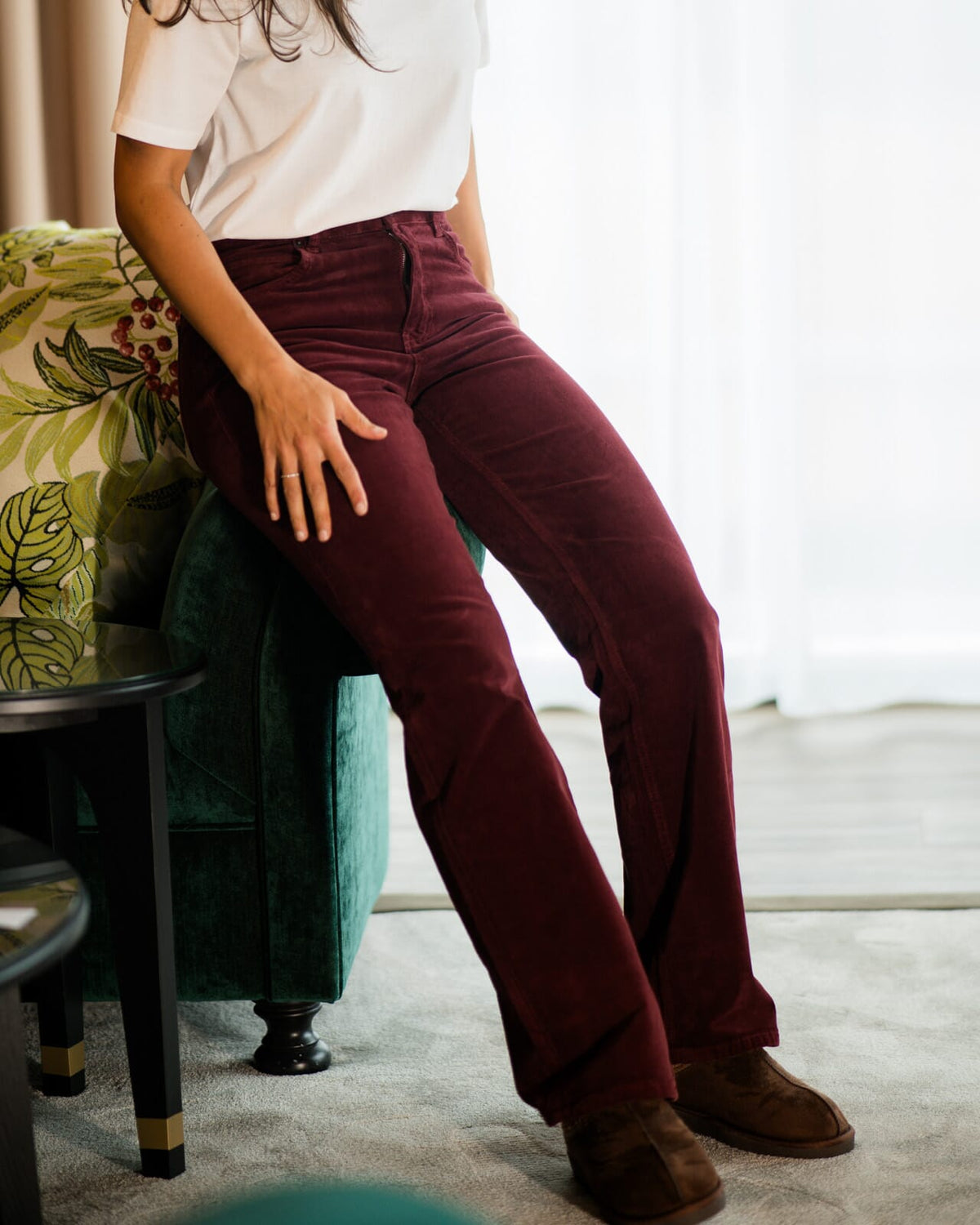 FLOYD Bukse Hana Cord - Deep Cherry