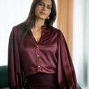 Bluse Nelly Heavy Satin Goldbuttons