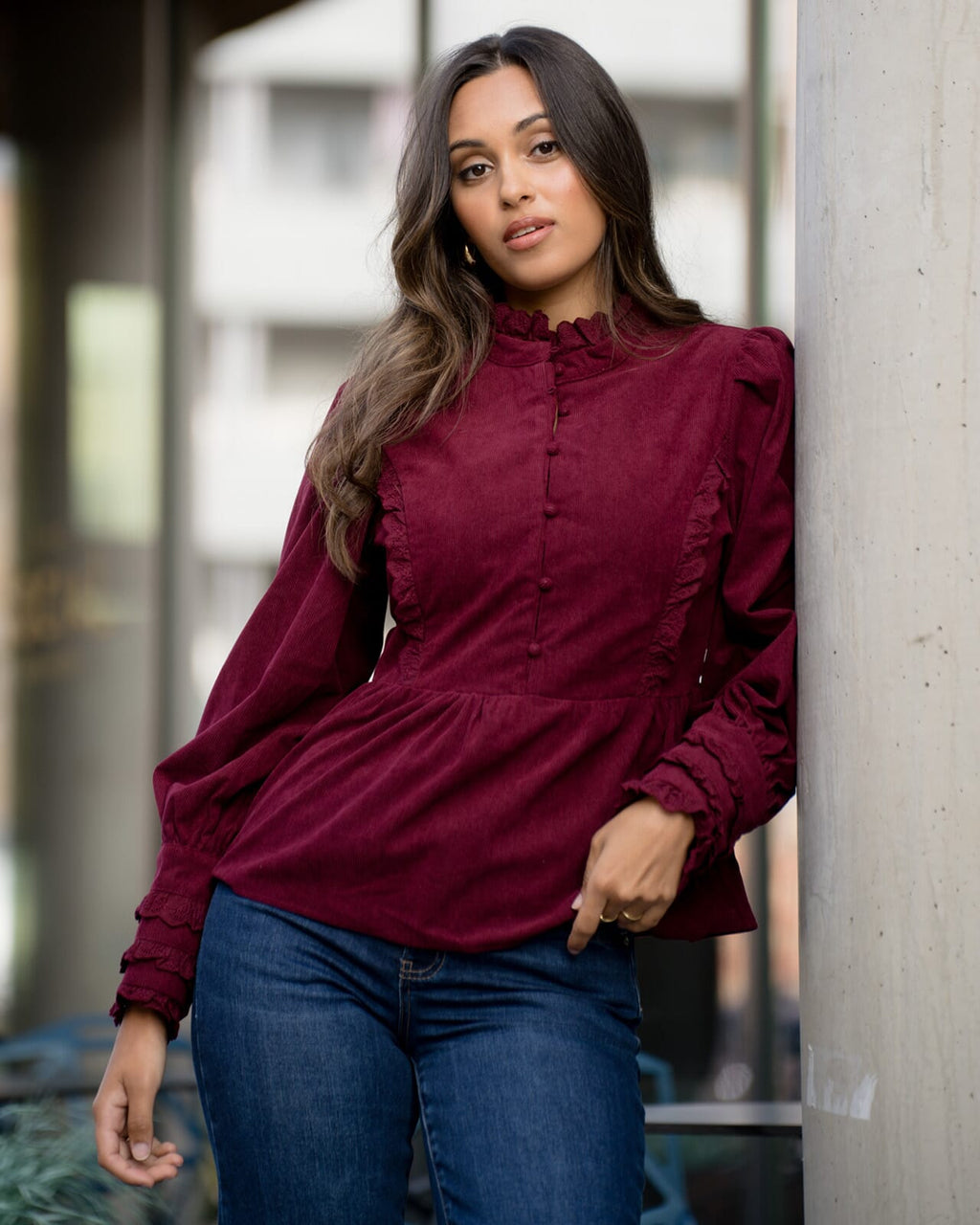 FLOYD Bluse Melissa Cord - Deep Cherry