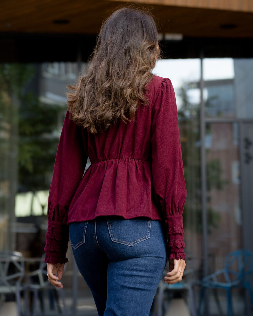 FLOYD Bluse Melissa Cord - Deep Cherry