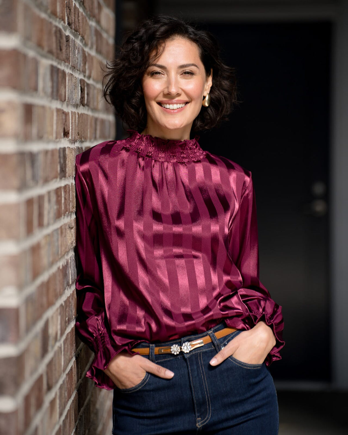 FLOYD Bluse Mirah Satin - Deep Cherry