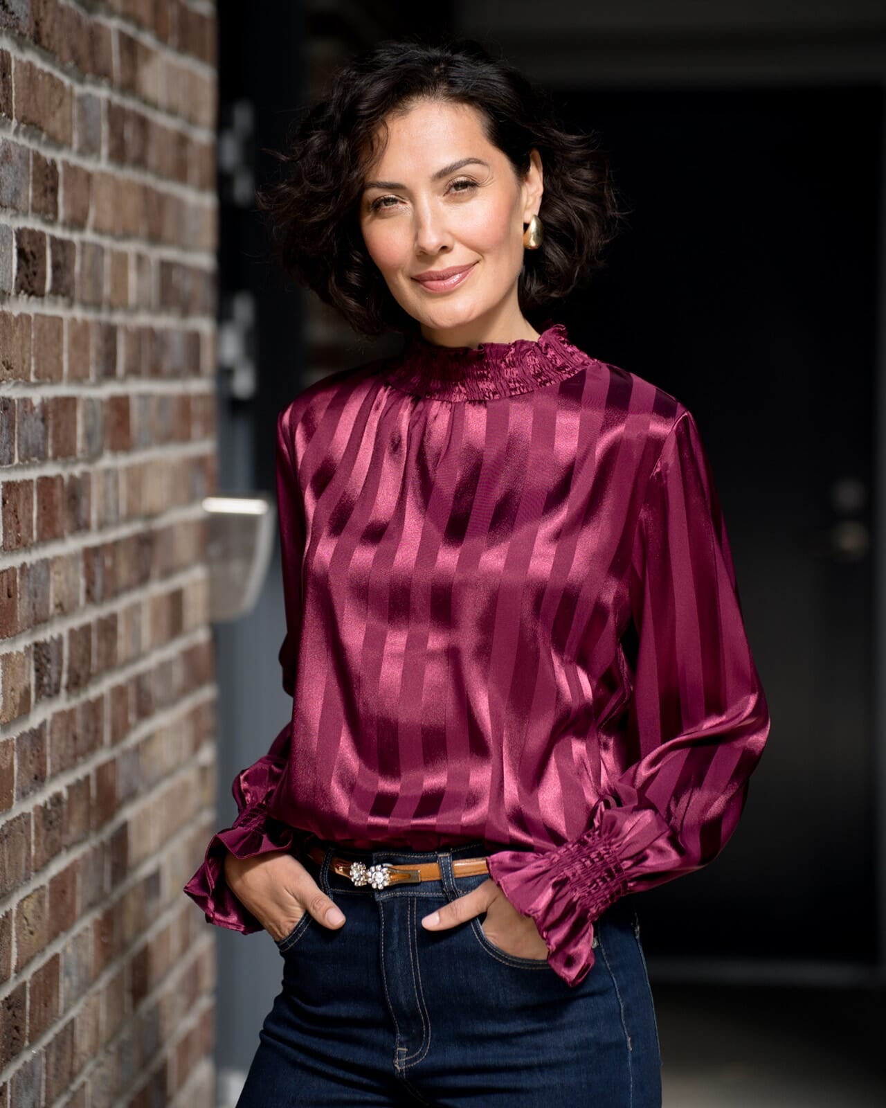 FLOYD Bluse Mirah Satin - Deep Cherry