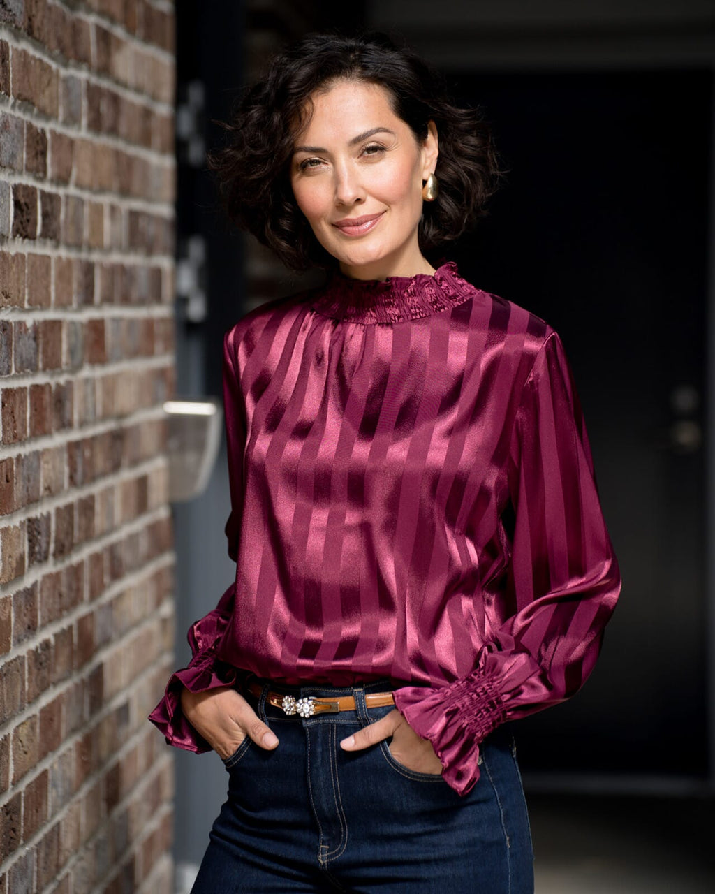 FLOYD Bluse Mirah Satin - Deep Cherry