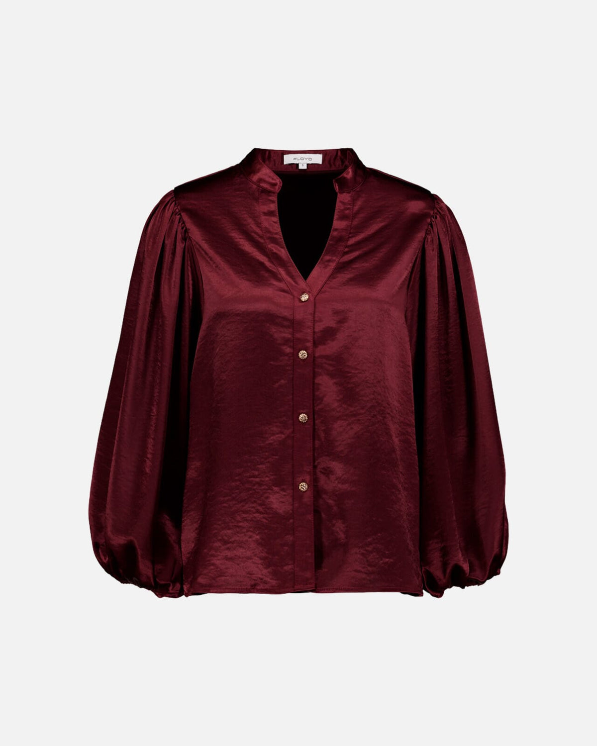 FLOYD Bluse Nelly Heavy Satin Goldbuttons - Deep Cherry