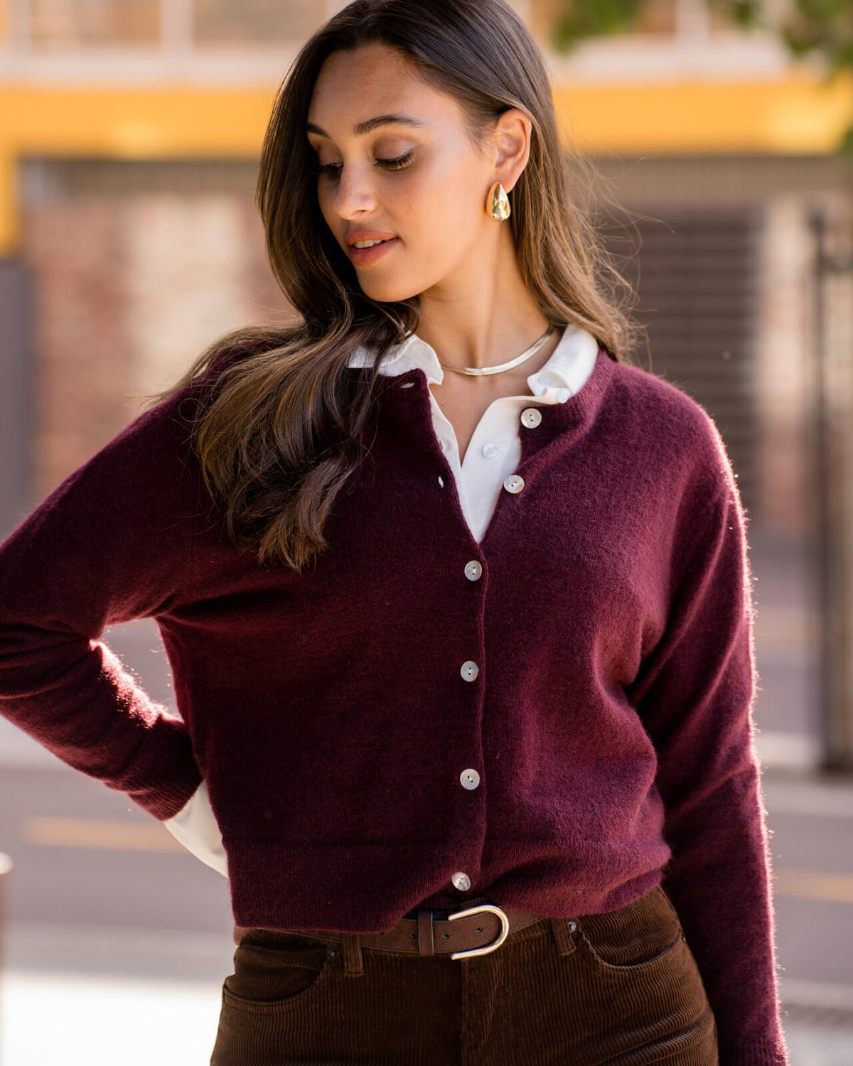 FLOYD Cardigan Olea - Deep Cherry