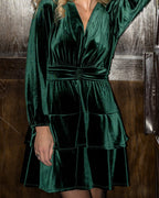 FLOYD Kjole Diane Velvet - Dark Green