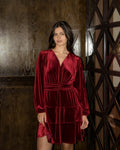 FLOYD Kjole Diane Velvet - Dark Red