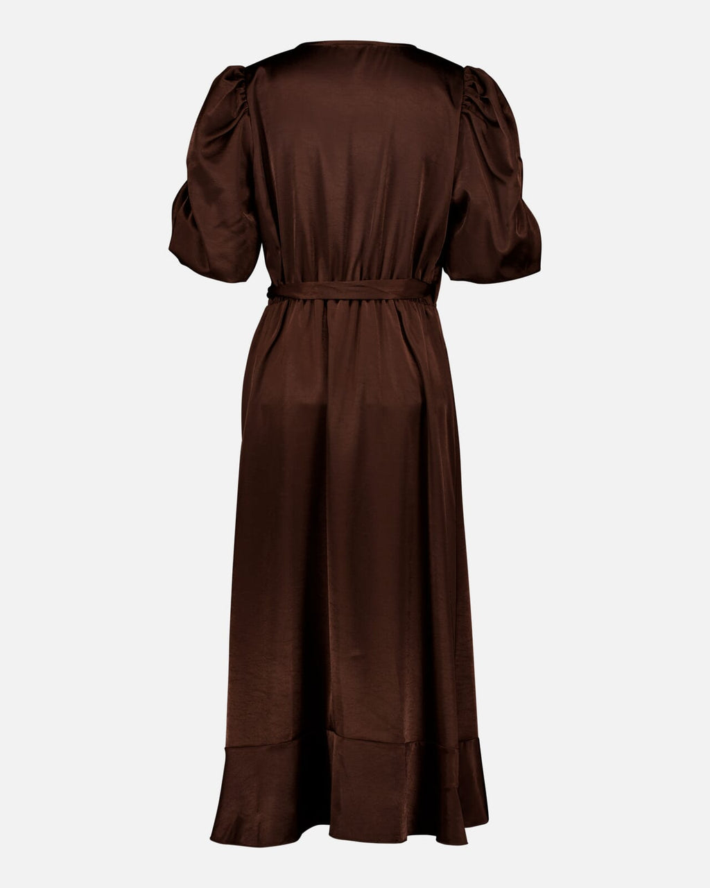 FLOYD Omslagskjole Samari Satin - Dark Brown