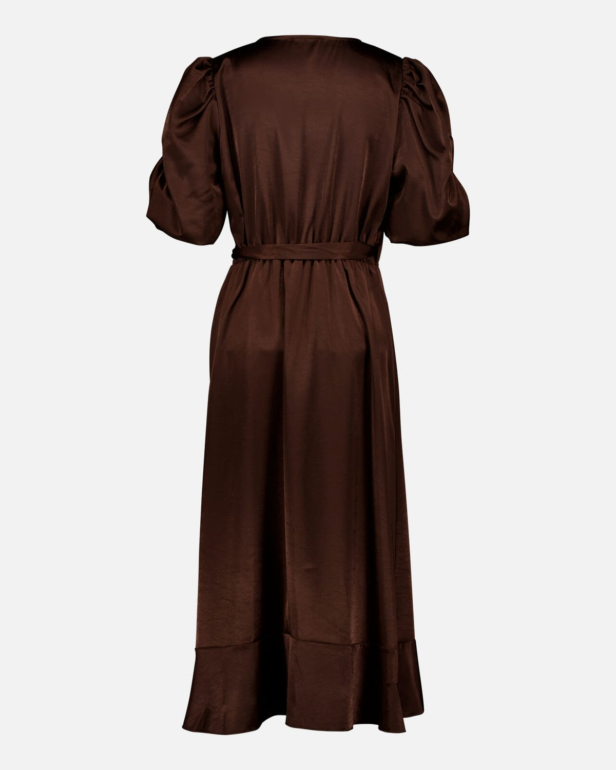 FLOYD Omslagskjole Samari Satin - Dark Brown