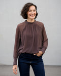FLOYD Bluse Idella Polka - Dark Brown/ White