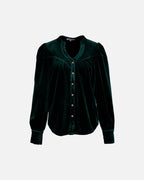 FLOYD Bluse Olivia Velvet - Dark Green