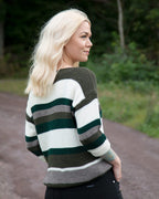 FLOYD Strikkegenser Camilla Four - Green, Offwhite, Taupe