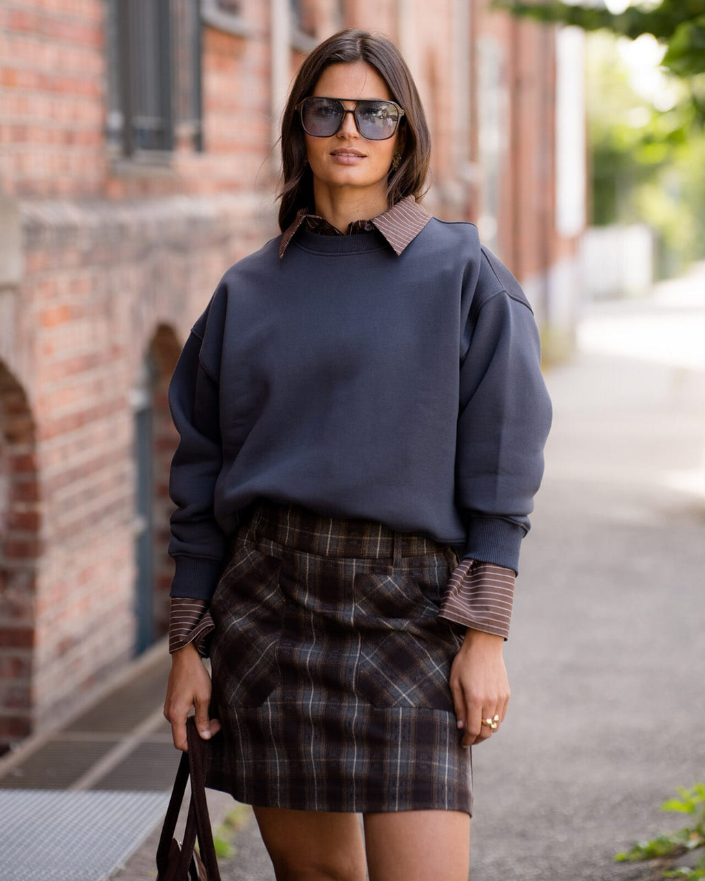 FLOYD Skjørt Ulla Check - Brown/ Gray