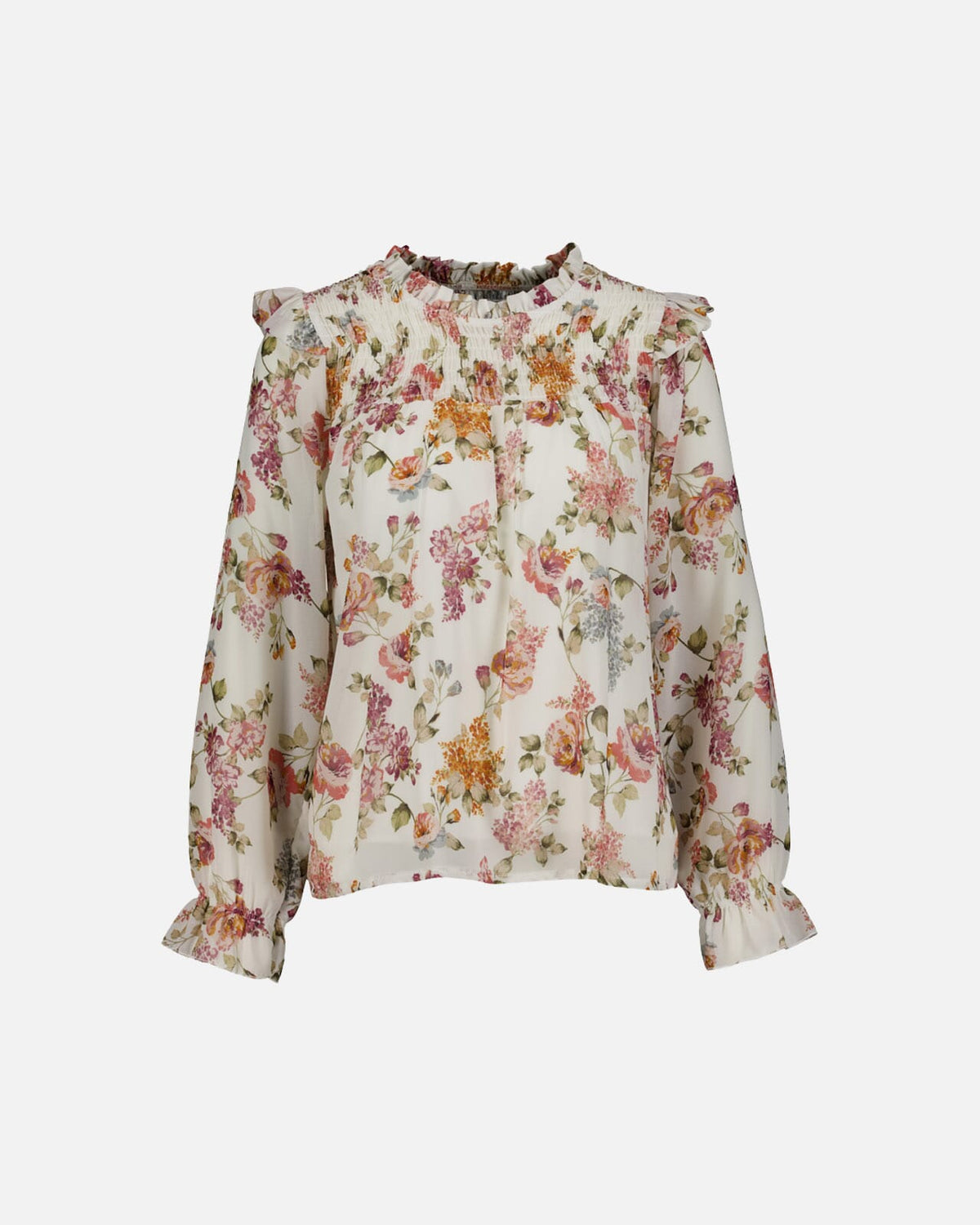 FLOYD Bluse Edana Mollis - Offwhite/ Green/ Pink