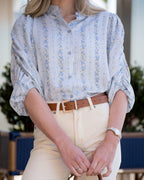 FLOYD Bluse Donni Flora Stripe - Regatta Blue