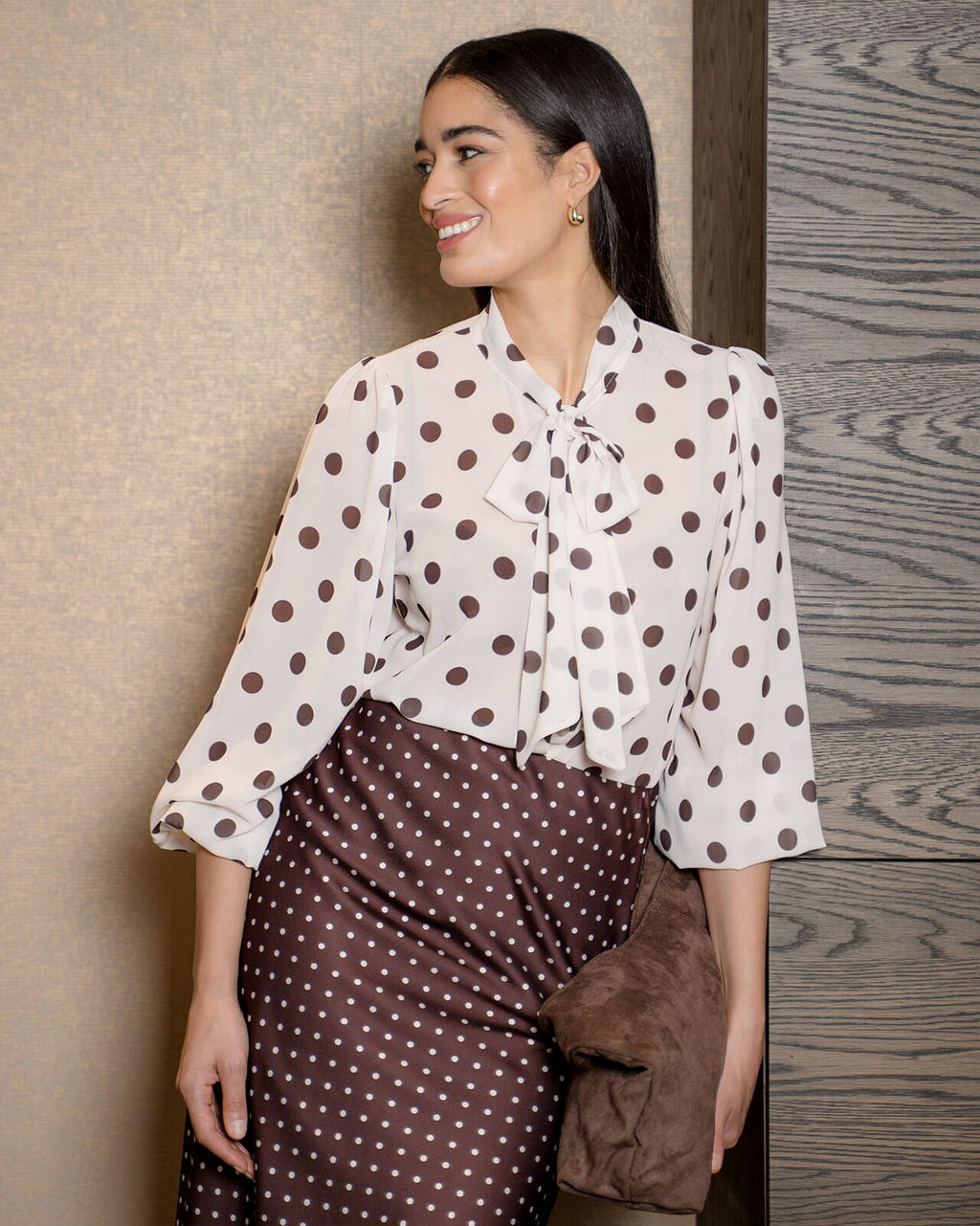 FLOYD Bluse Isara Polka - Beige/ Brown