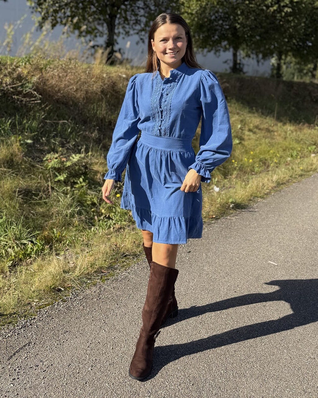 FLOYD Kjole Janne Babycord - Jeansblue
