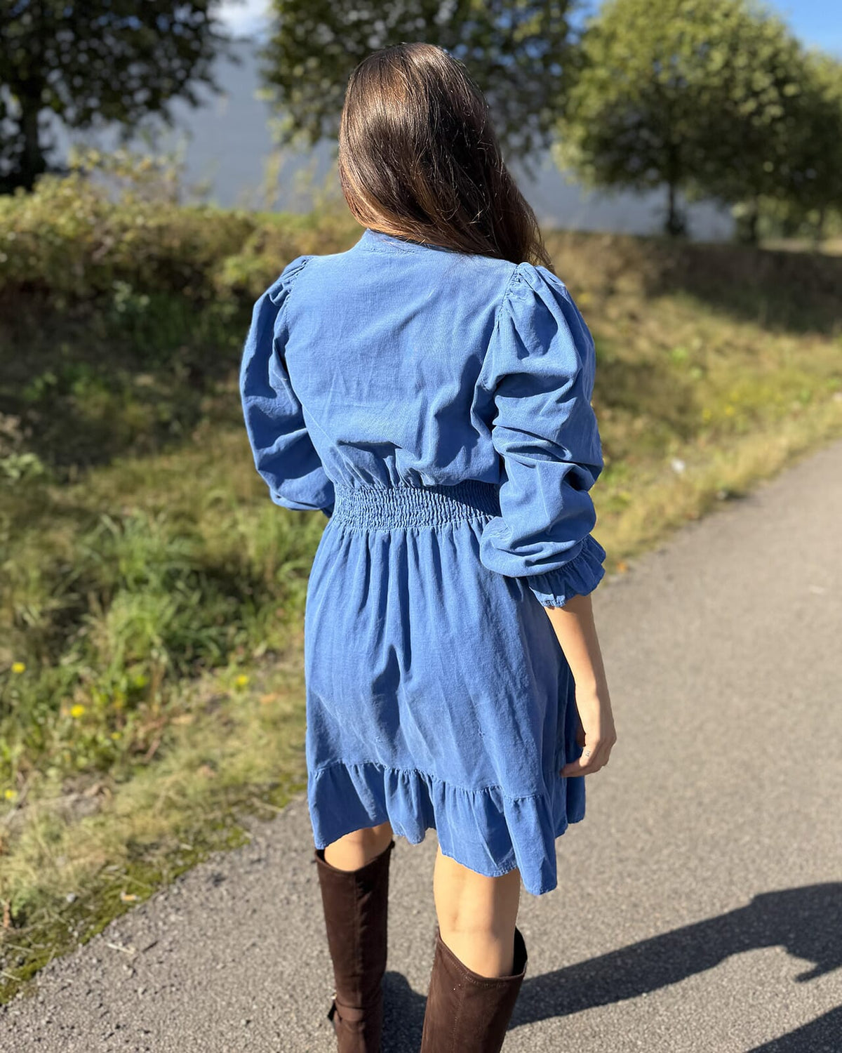 FLOYD Kjole Janne Babycord - Jeansblue