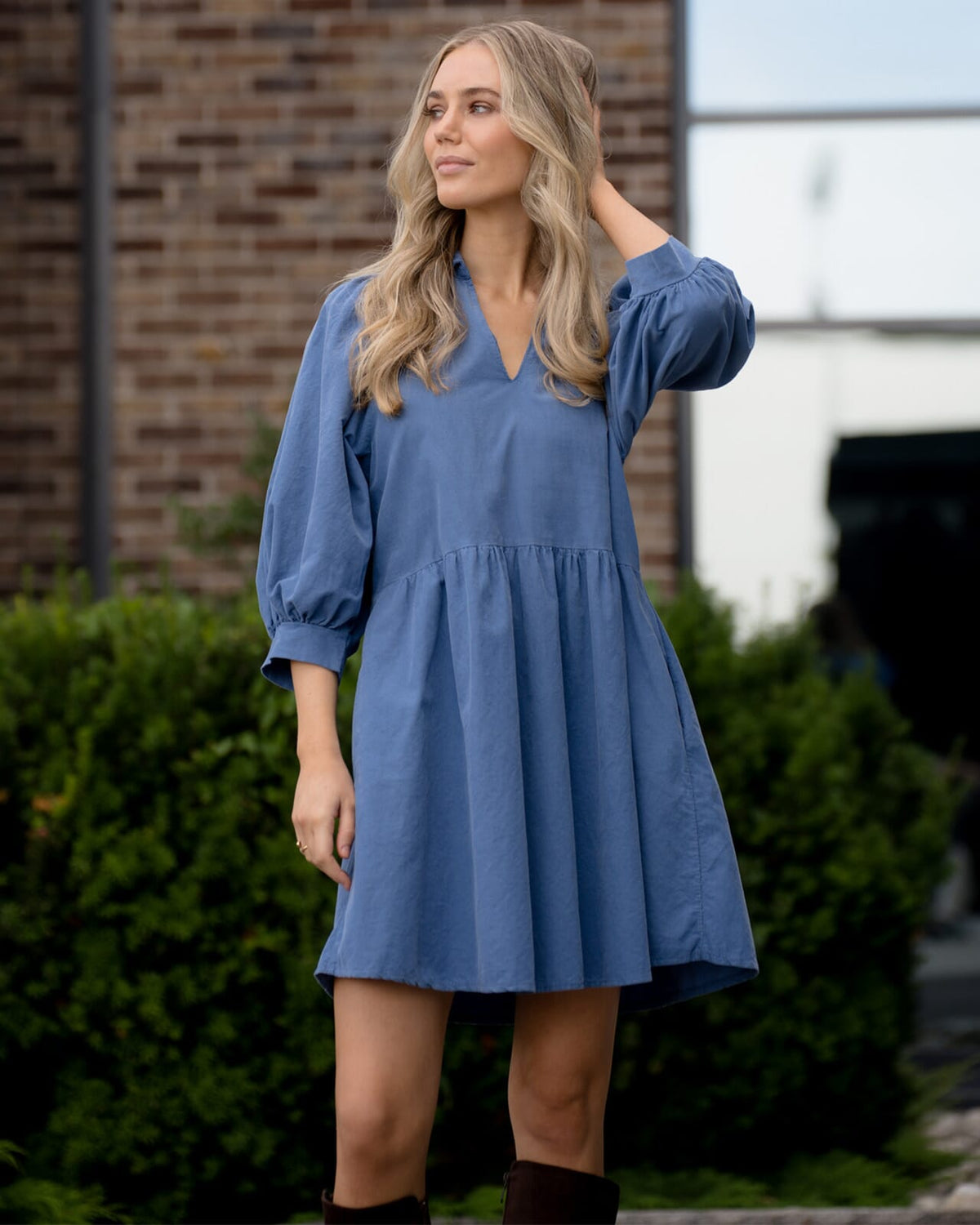 FLOYD Kjole Larina Babycord - Jeansblue