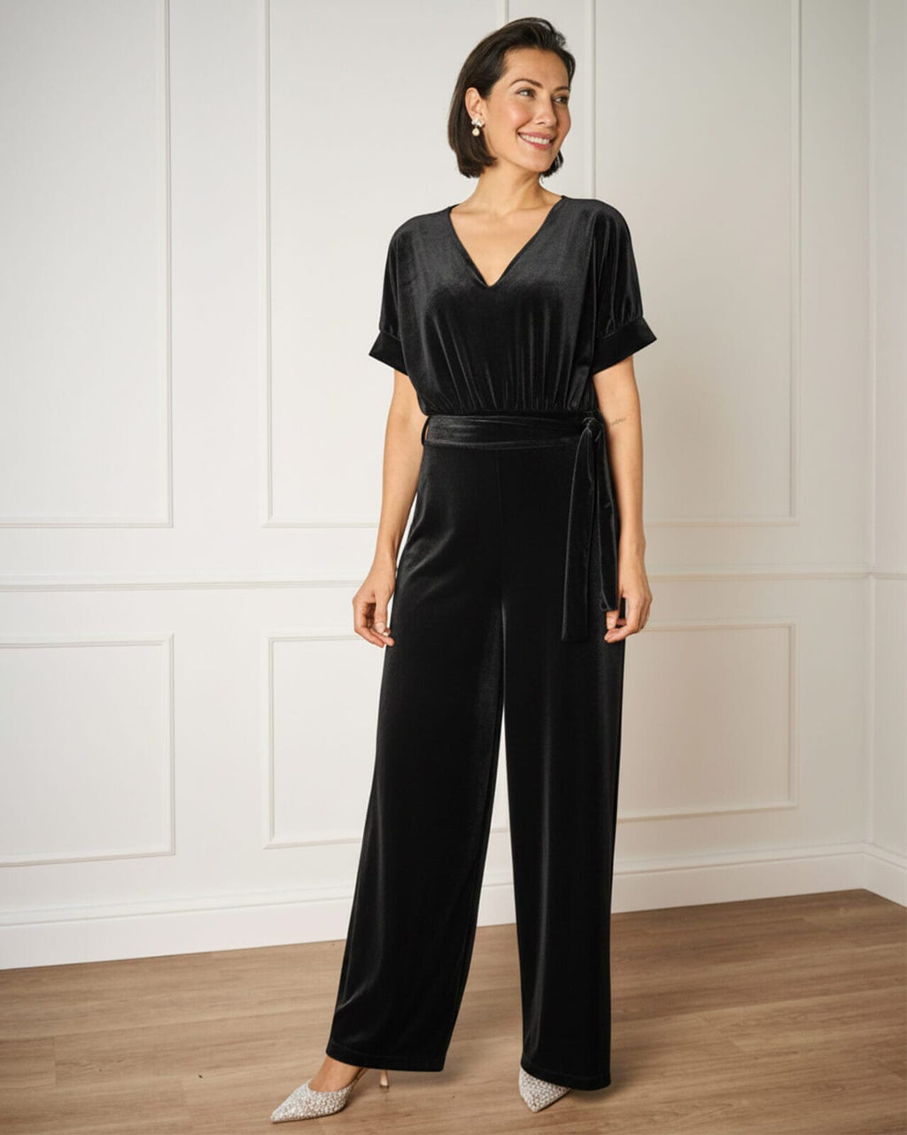 FLOYD Jumpsuit Calla V Velvet - Black
