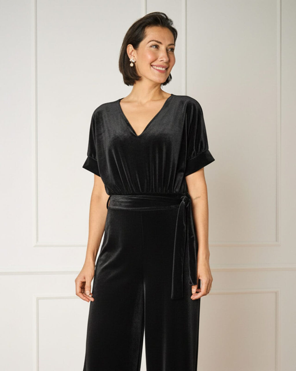 FLOYD Jumpsuit Calla V Velvet - Black