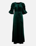 FLOYD Maxikjole Abina Velvet Roundneck - Dark Green