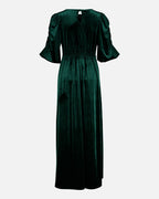 FLOYD Maxikjole Abina Velvet Roundneck - Dark Green