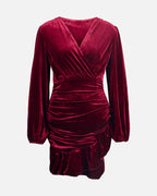 FLOYD Kjole Alyssa Velvet - Dark Red