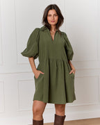 FLOYD Kjole Larina Babycord - Army Green
