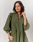 FLOYD Kjole Larina Babycord - Army Green