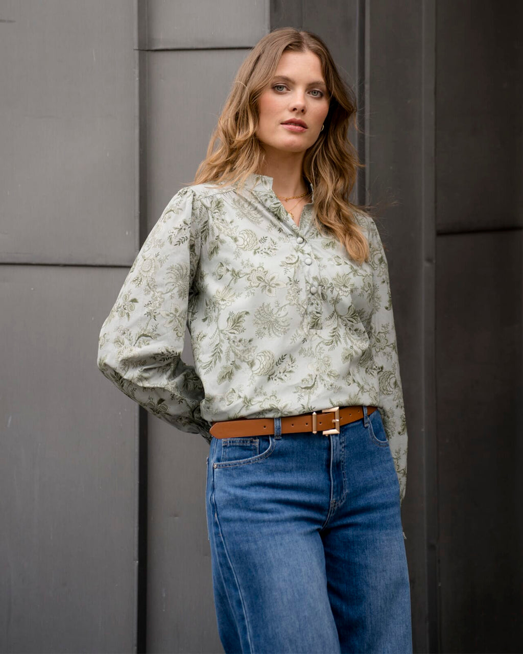 FLOYD Bluse Moje Floro - Light Army Green