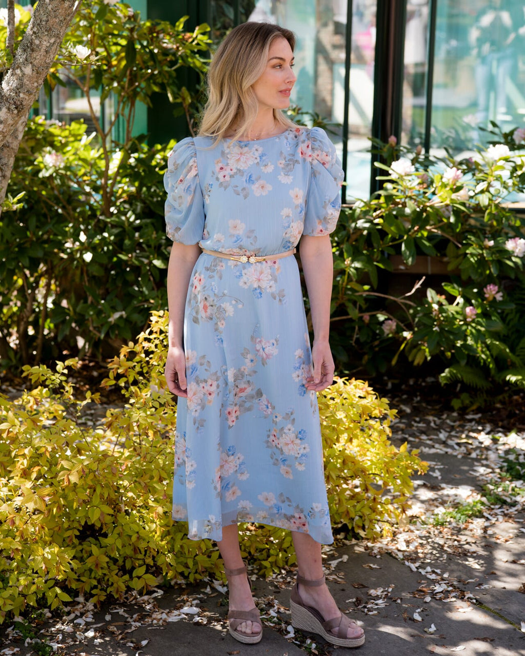 FLOYD Midikjole Morgan Lotus - Light Blue