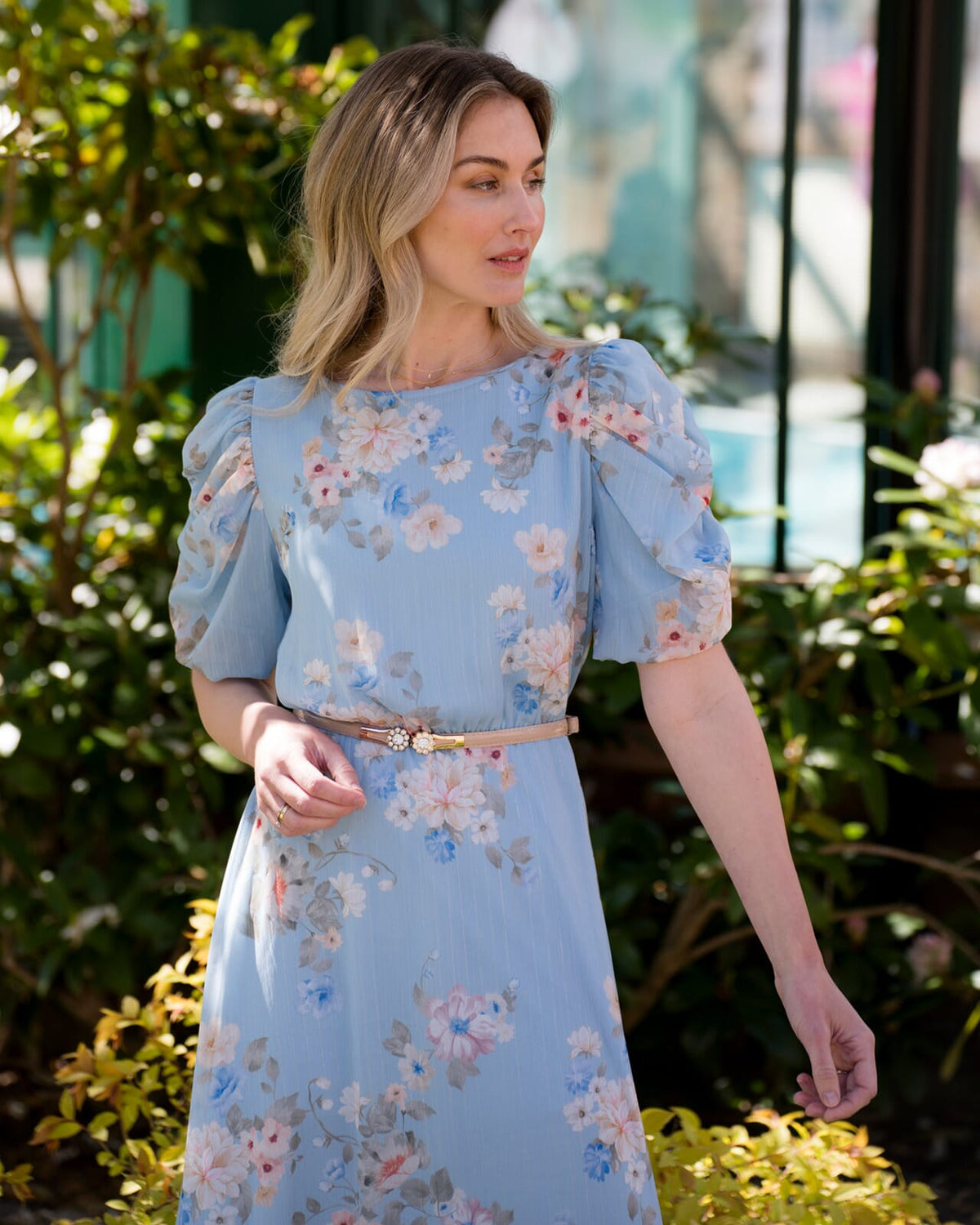 FLOYD Midikjole Morgan Lotus - Light Blue
