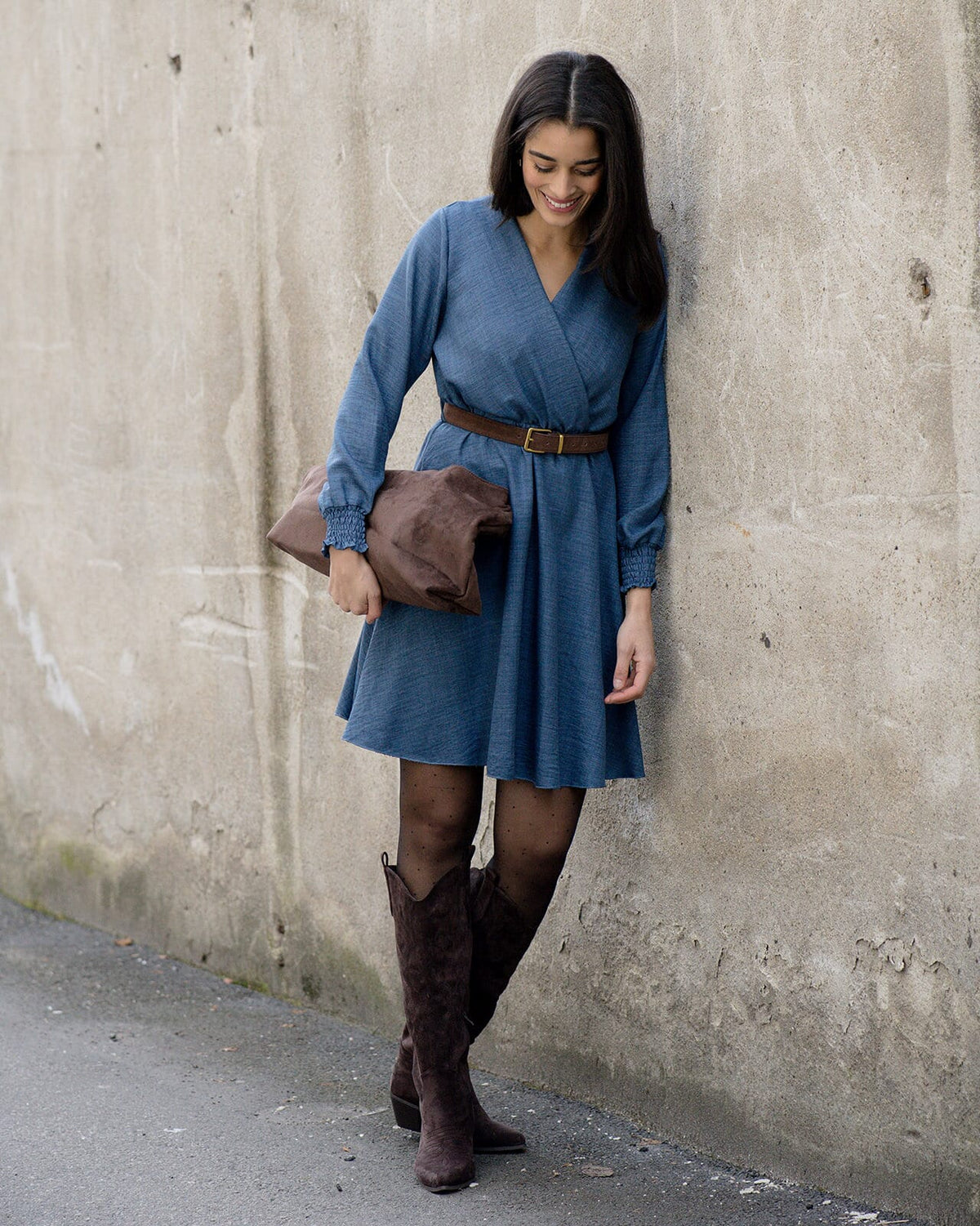 FLOYD Kjole Lila Linno - Jeansblue