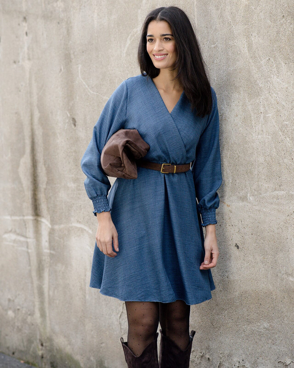 FLOYD Kjole Lila Linno - Jeansblue