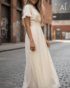 FLOYD Maxikjole Liane Satin - Mellow Yellow