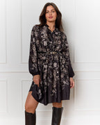 FLOYD Kjole Malvine Satin Paisley - Black