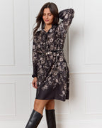 FLOYD Kjole Malvine Satin Paisley - Black