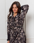 FLOYD Kjole Malvine Satin Paisley - Black