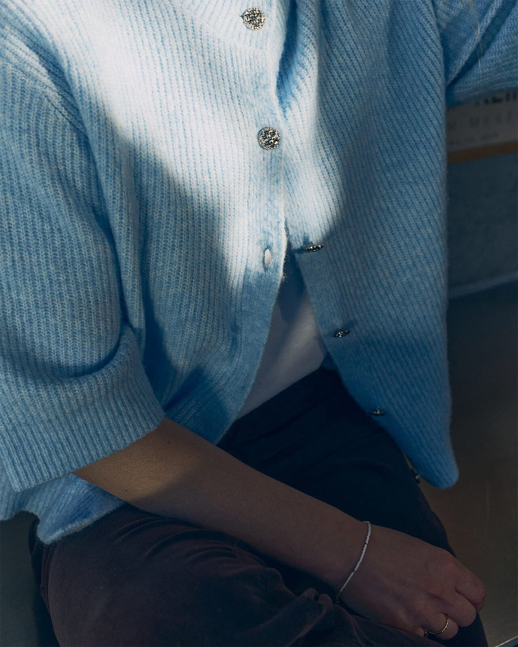 FLOYD Strikket Cardigan Admina Strikkejakke - Moonlight Blue