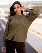 FLOYD Skjorte Abbi Cord - Mossy Green