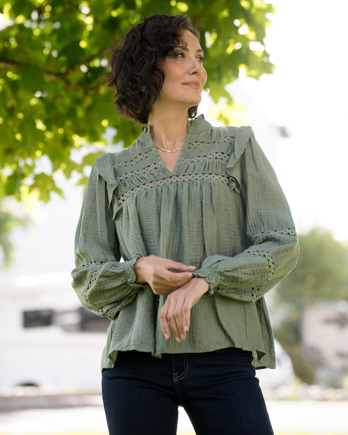FLOYD Bluse Demi Wave - Mossy Green