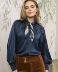 FLOYD Skjorte Oprah Satin - Navy