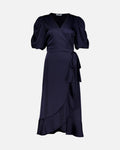 FLOYD Omslagskjole Samari Satin - Navy