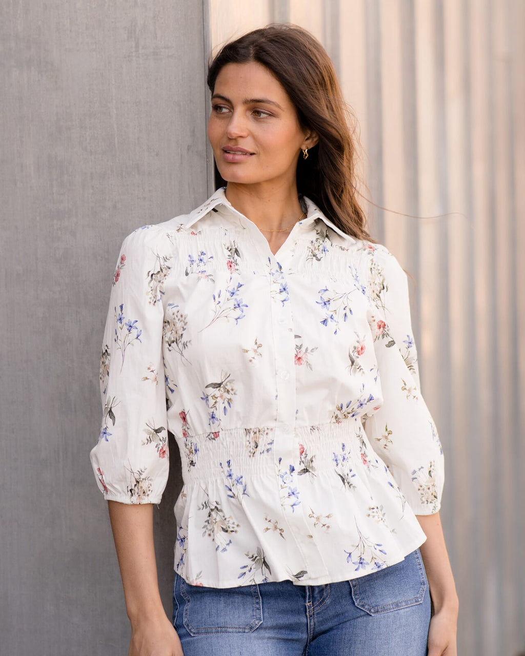 FLOYD Skjorte Blanca Bluebell - Offwhite