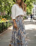 FLOYD Maxiskjørt Jacky Lirini - Offwhite/ Blue