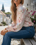 FLOYD Bluse Juliet Butterfly - Offwhite/ Light Pink
