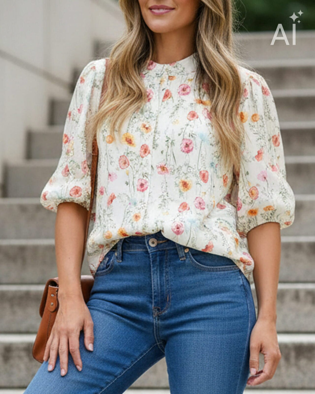 FLOYD Topp Marabella Wildflower - Offwhite/ Mixcolor