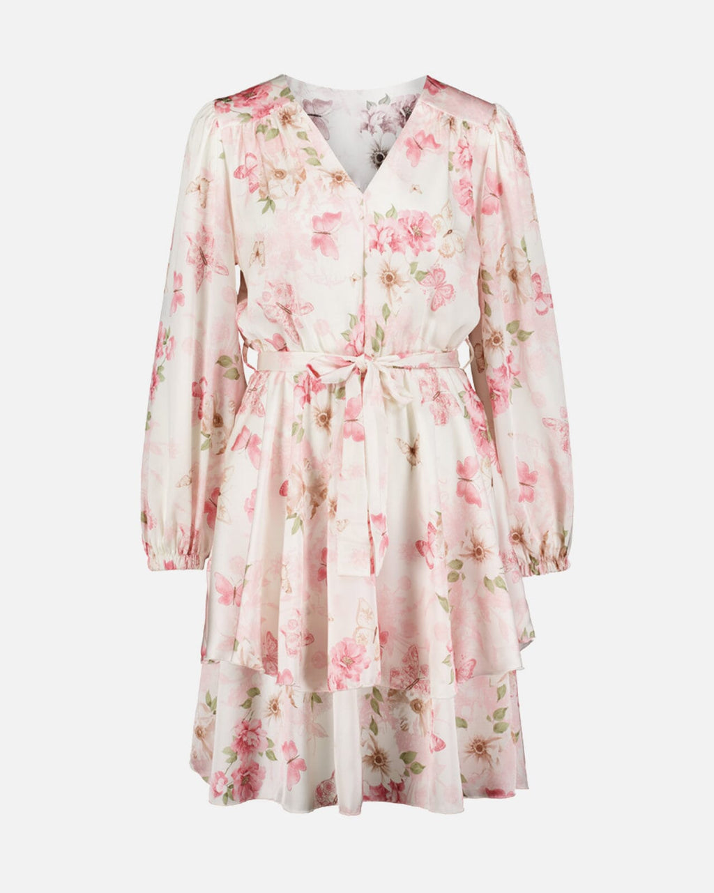 FLOYD Kjole Celest Butterfly - Offwhite/ Light Pink